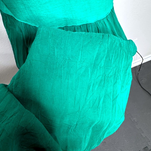 JOHNNY WAS T-Shirt Maxi Dress MED Long Sleeve Embroidered Fish Kelly Green - Picture 10 of 12